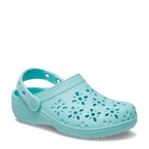 CROCS Classic Floral Cutout Clog Teal Blue Size 11 NEW w/Tag